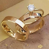 Par Alianças 4mm + Anel Solitário: Moeda Antiga Cor Ouro 18k Legítima