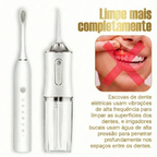 Kit Odonto-Sônico 360: Irrigador Bucal + Escova Elétrica Recarregável