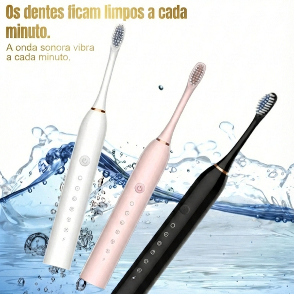 Kit Odonto-Sônico 360: Irrigador Bucal + Escova Elétrica Recarregável