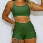 Kit Academia Short + Top: Cintura Alta - Não Fica Transparente