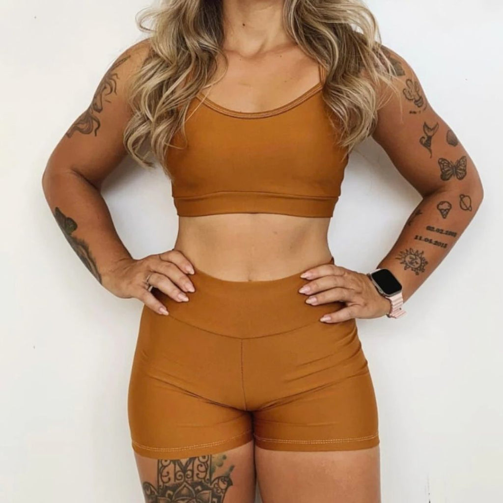 Kit Academia Short + Top: Cintura Alta - Não Fica Transparente