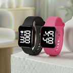 Relógio Digital LED Unissex Kit com 2: Resistente à Água e Choques