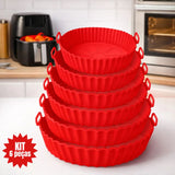 Kit 6 Cestos de Silicone para Air Fryer: Reutilizável Universal com Alça