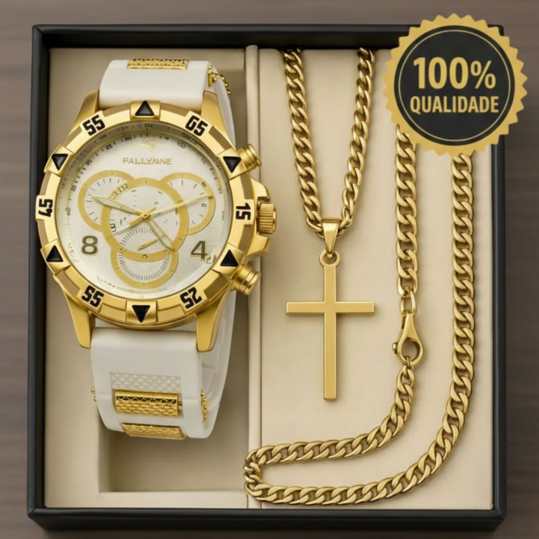 Relógio Masculino Premium + Conjunto de Joias: Estilo e Elegância