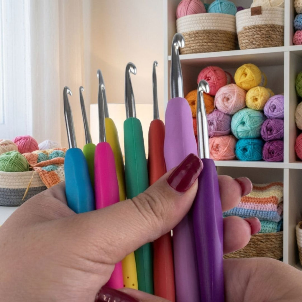 Kit Agulhas de Crochê Soft: 8 Unidades Tamanhos Grandes para Barbante