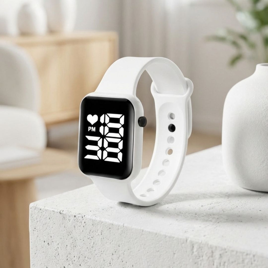 Relógio Digital LED Unissex Kit com 2: Resistente à Água e Choques