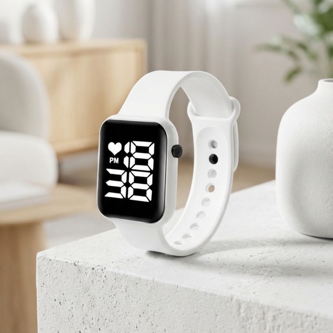 Relógio Digital LED Unissex Kit com 2: Resistente à Água e Choques