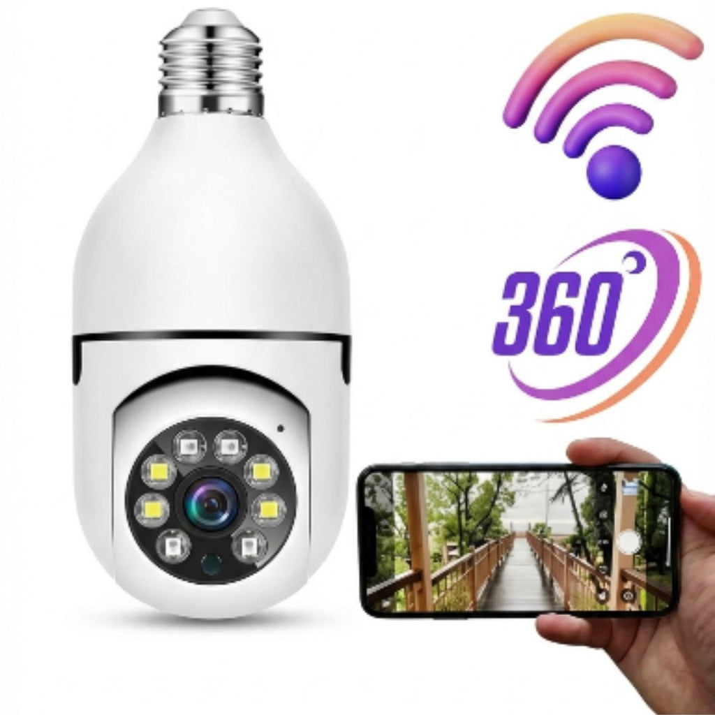 Câmera Lâmpada Segurança Wifi Externa Prova D'água Com Áudio