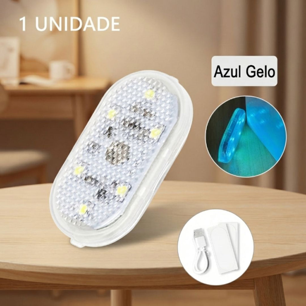 Mini LED de Teto para Carro: Iluminação de Emergência e Leitura USB