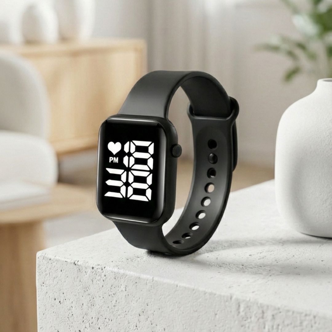 Relógio Digital LED Unissex Kit com 2: Resistente à Água e Choques