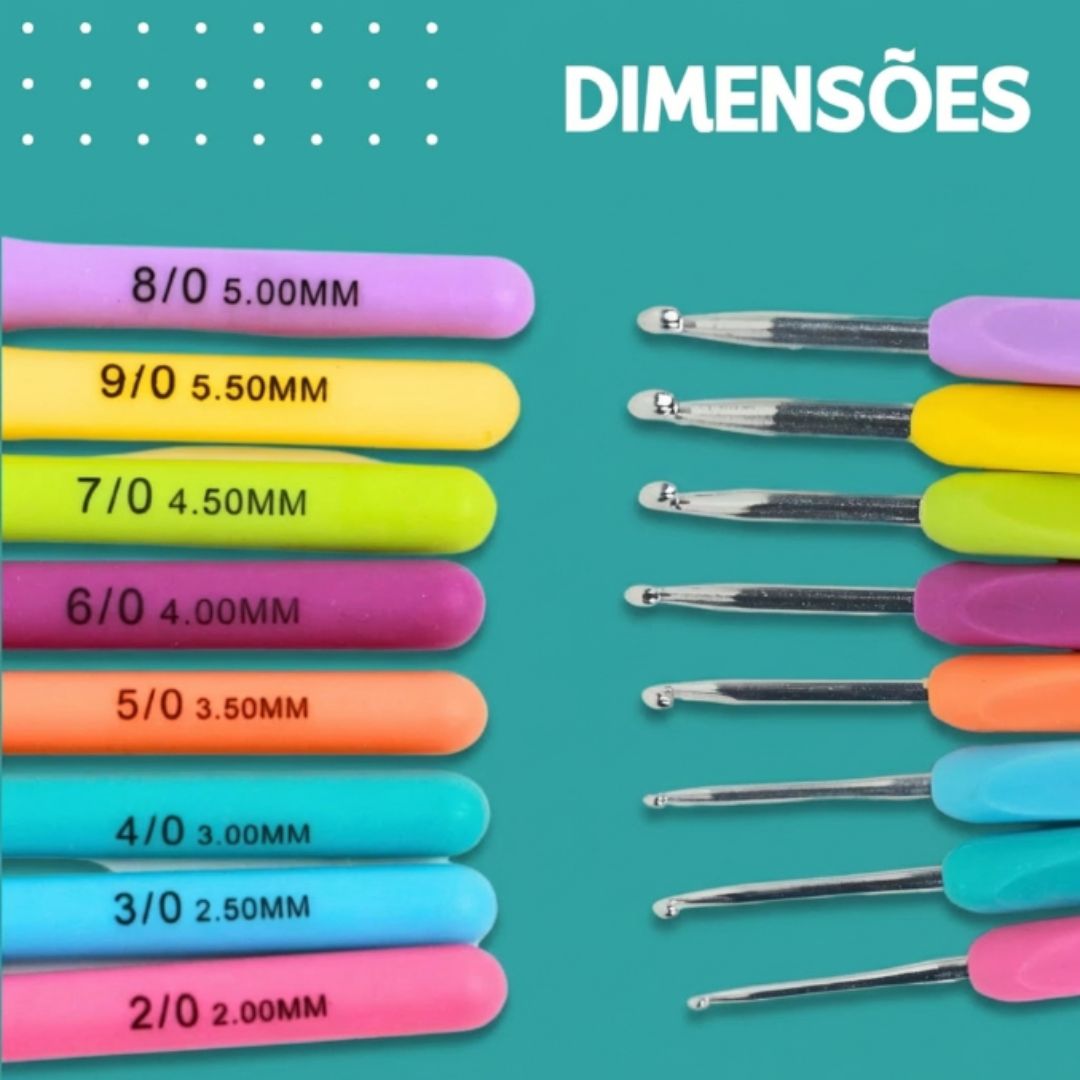 Kit Agulhas de Crochê Soft: 8 Unidades Tamanhos Grandes para Barbante