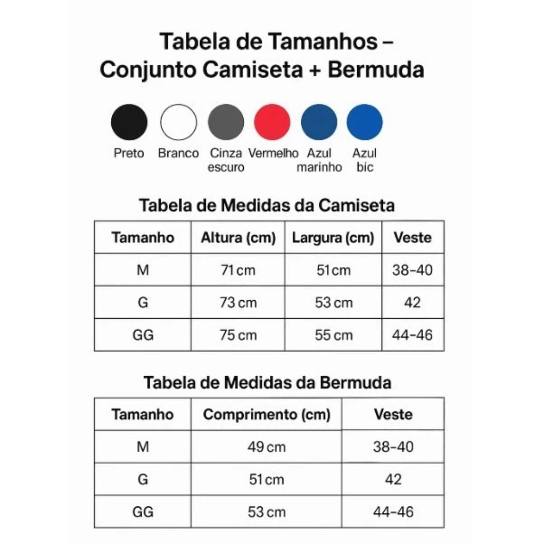 Kit 5 Camisetas + 5 Bermudas Masculinas: Combo Academia Premium