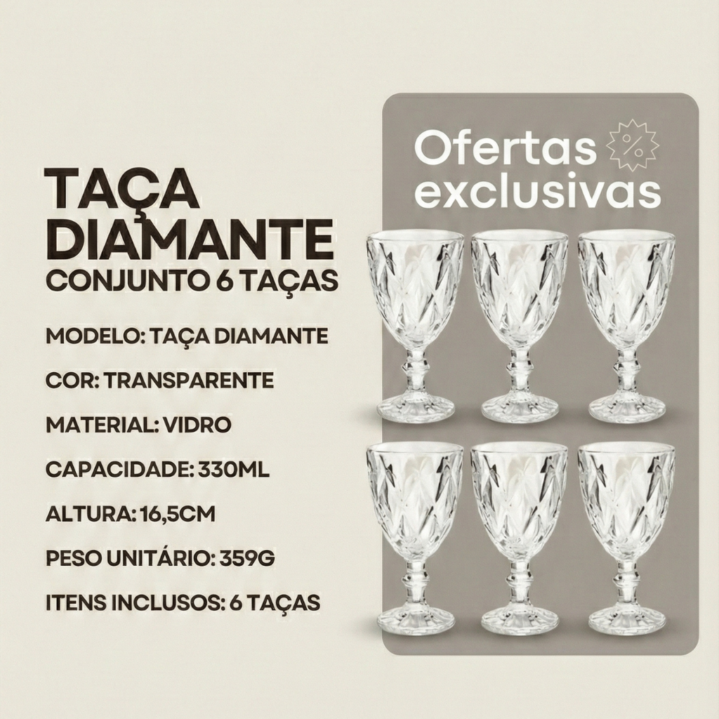 Jogo de Taças Diamante Premium 330ML