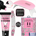 Kit Unha Poligel Iniciante: Completo com Lixa, Cabine e Moldes F1