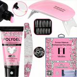 Kit Unha Poligel Iniciante: Completo com Lixa, Cabine e Moldes F1