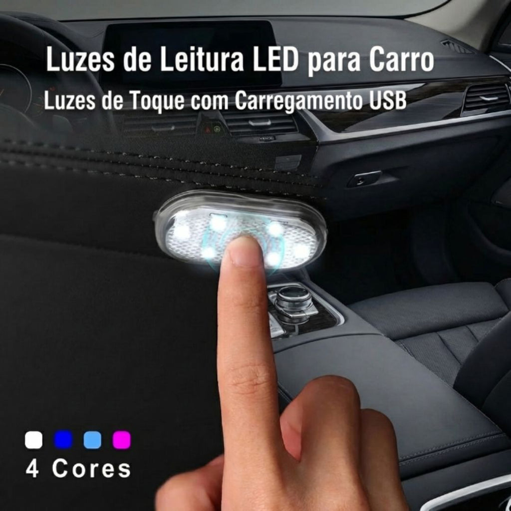 Mini LED de Teto para Carro: Iluminação de Emergência e Leitura USB