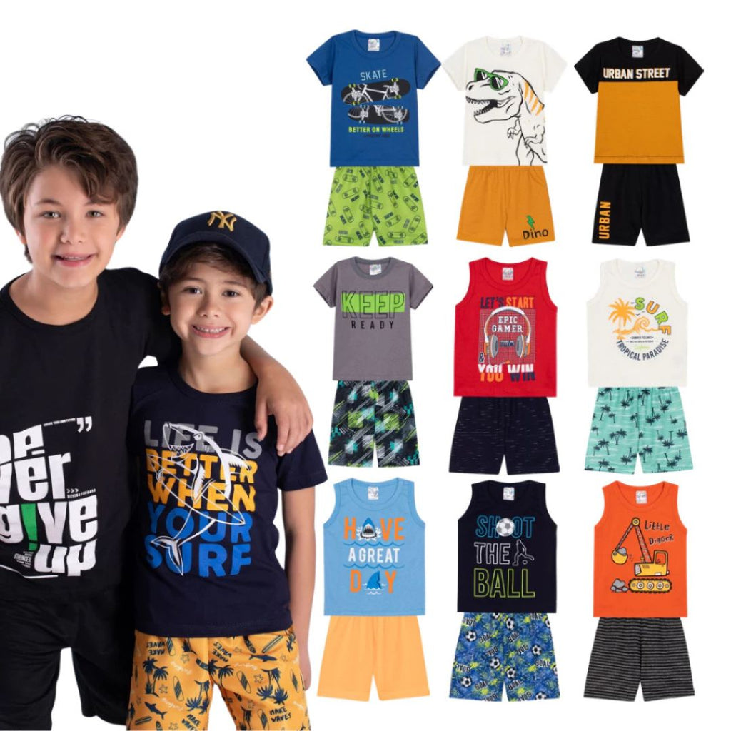 Conjuntos Infantis Masculinos Verão: Kit Diversas Peças Conforto Premium