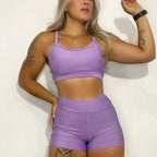 Kit Academia Short + Top: Cintura Alta - Não Fica Transparente