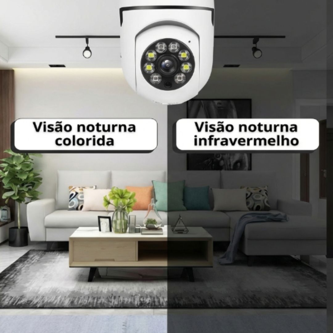 Câmera Lâmpada Segurança Wifi Externa Prova D'água Com Áudio