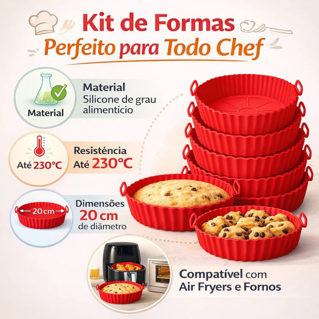 Kit 6 Cestos de Silicone para Air Fryer: Reutilizável Universal com Alça