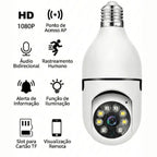 Câmera Lâmpada Segurança Wifi Externa Prova D'água Com Áudio