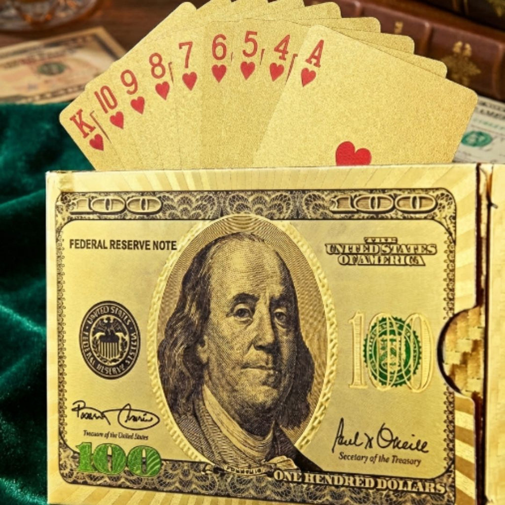 Kit 2 Baralhos Dourados 24k: Luxo à Prova D'água e Lavável