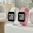 Relógio Digital LED Unissex Kit com 2: Resistente à Água e Choques