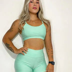 Kit Academia Short + Top: Cintura Alta - Não Fica Transparente