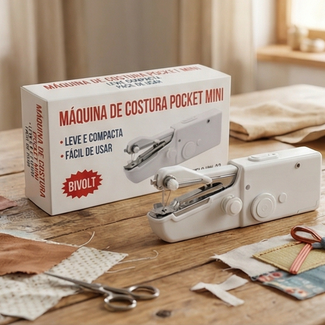 Mini Máquina de Costura Pocket: Consertos Perfeitos Sem Precisar de Tomada