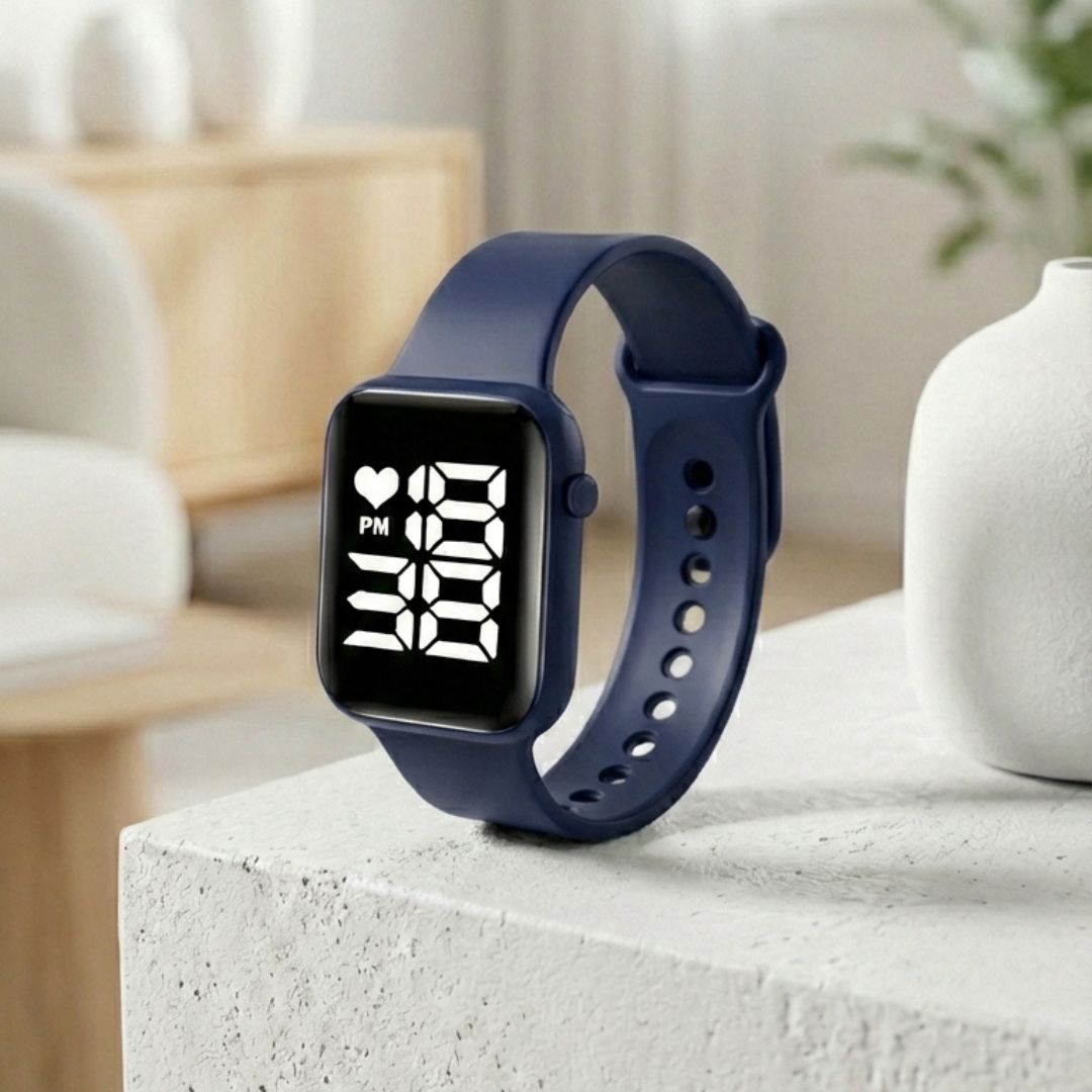 Relógio Digital LED Unissex Kit com 2: Resistente à Água e Choques