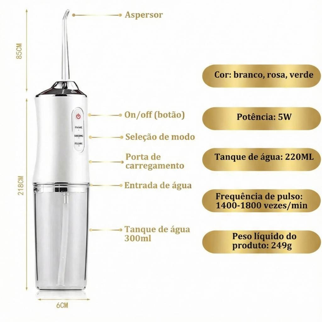 Kit Odonto-Sônico 360: Irrigador Bucal + Escova Elétrica Recarregável