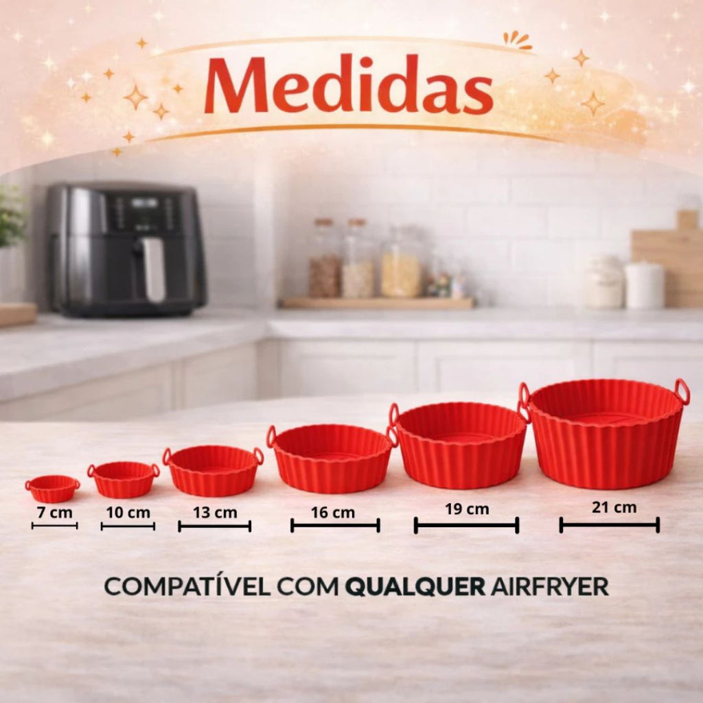Kit 6 Cestos de Silicone para Air Fryer: Reutilizável Universal com Alça