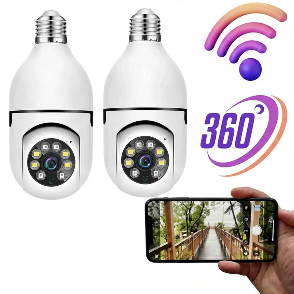 Câmera Lâmpada Segurança Wifi Externa Prova D'água Com Áudio