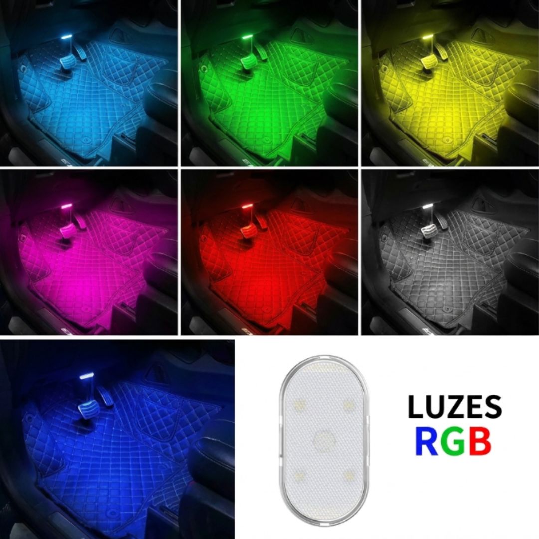 Mini LED de Teto para Carro: Iluminação de Emergência e Leitura USB