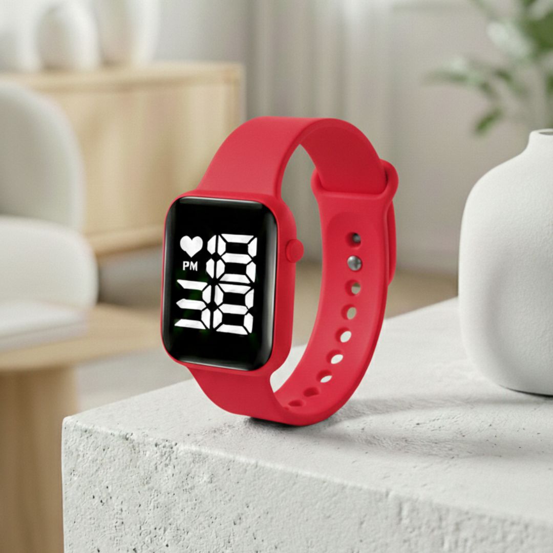 Relógio Digital LED Unissex Kit com 2: Resistente à Água e Choques