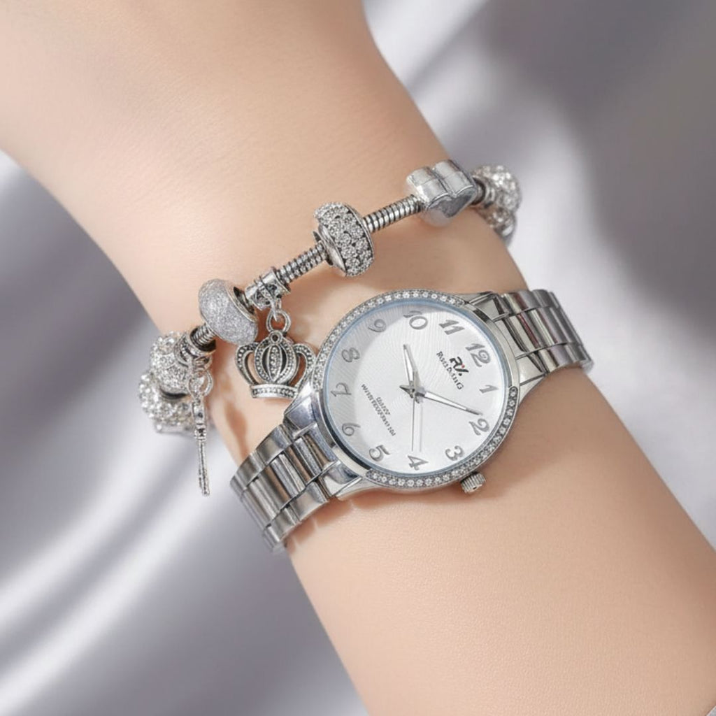 Relógio Feminino Digital Metal: À Prova D'água Luxo