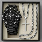 Relógio Masculino Premium + Conjunto de Joias: Estilo e Elegância