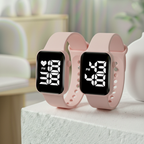 Relógio Digital LED Unissex Kit com 2: Resistente à Água e Choques