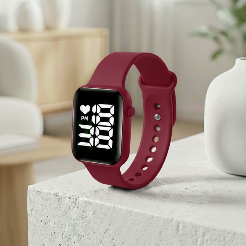 Relógio Digital LED Unissex Kit com 2: Resistente à Água e Choques