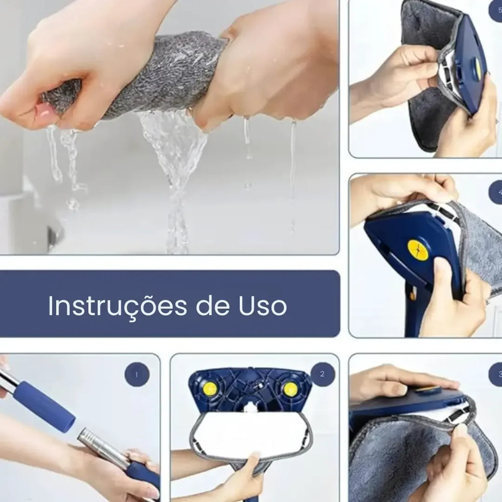 Mop de Limpeza Triangular 360° + Refil Grátis