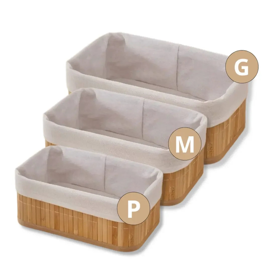 Cestos Organizadores de Bambu Kit 3