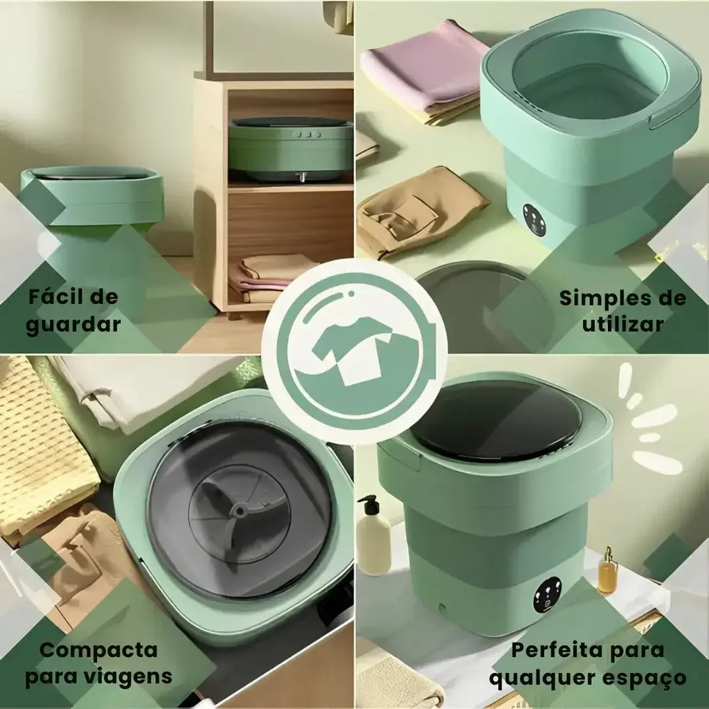 Mini Máquina de Lavar Roupa Dobrável TurboClean 9 Litros