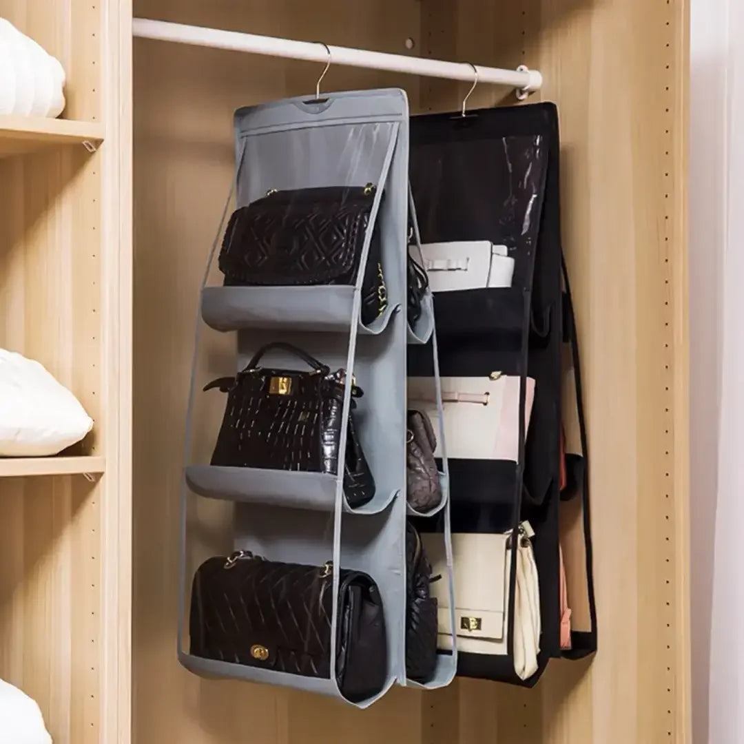 Organizador De Bolsas Multiuso Com Cabide Para Guarda Roupas