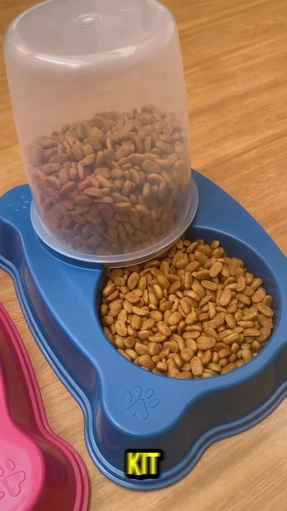 Kit Dispenser Dosador Pet Dupla Função: Ração E Água Sempre Frescos