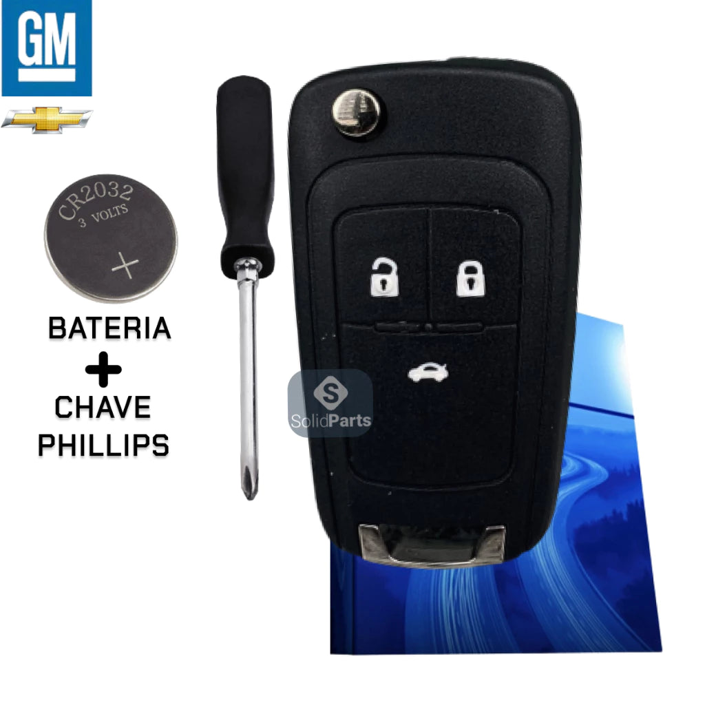 Kit Reparo Chave Canivete Chevrolet + Bateria + Chave de Fenda