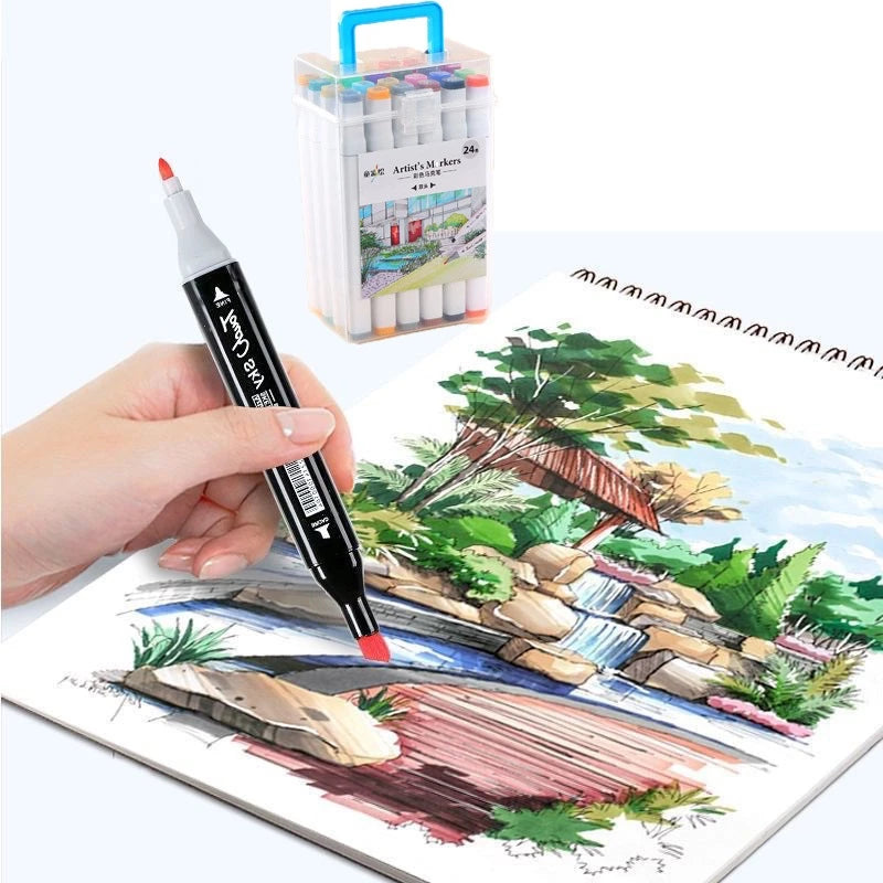 Canetas Hidrográficas 48 Cores Ponta Dupla