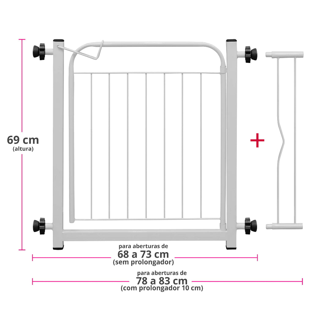 Portão Pet Grade Para Portas E Escadas Com Extensor De 10cm