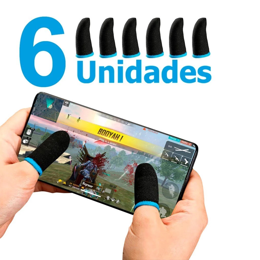 Par Luva De Dedo Gamer Anti Suor (Kit 12 Unid) Para Celular