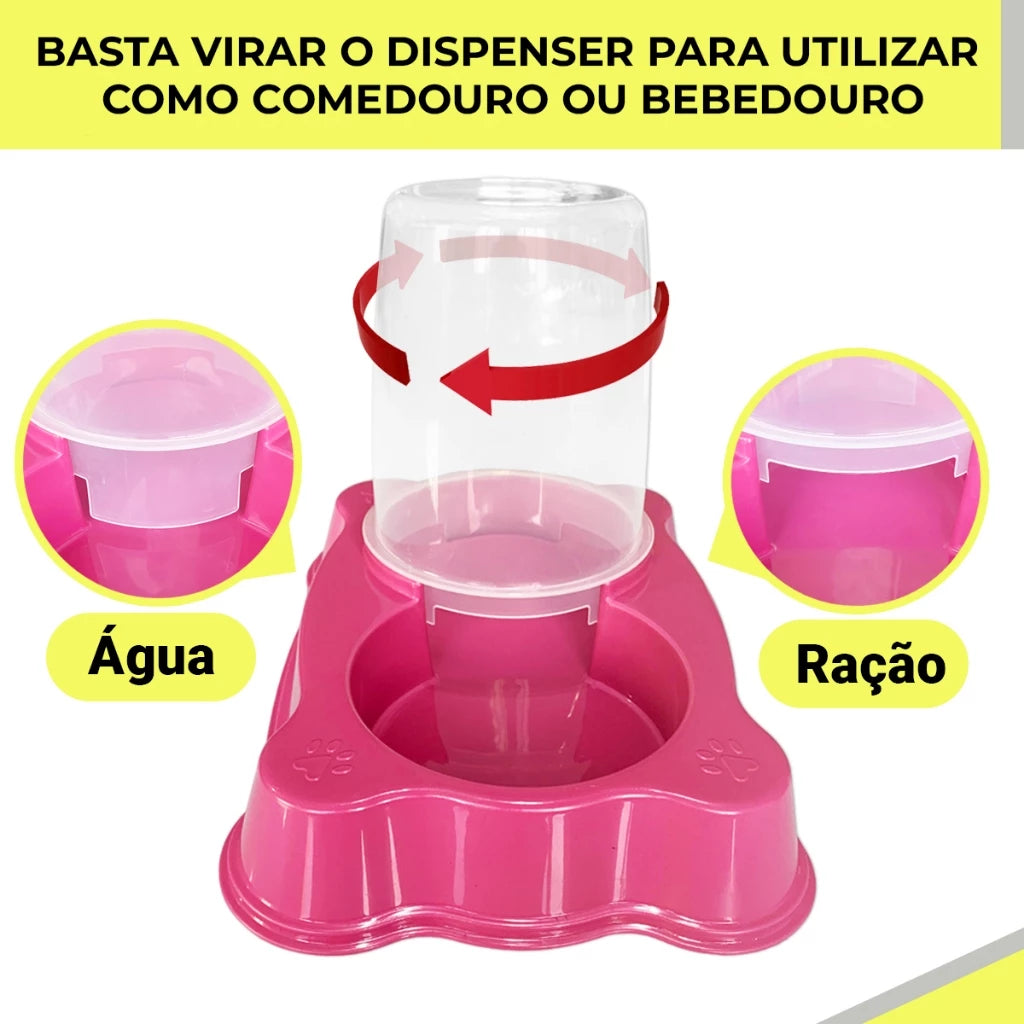 Kit Dispenser Dosador Pet Dupla Função: Ração E Água Sempre Frescos