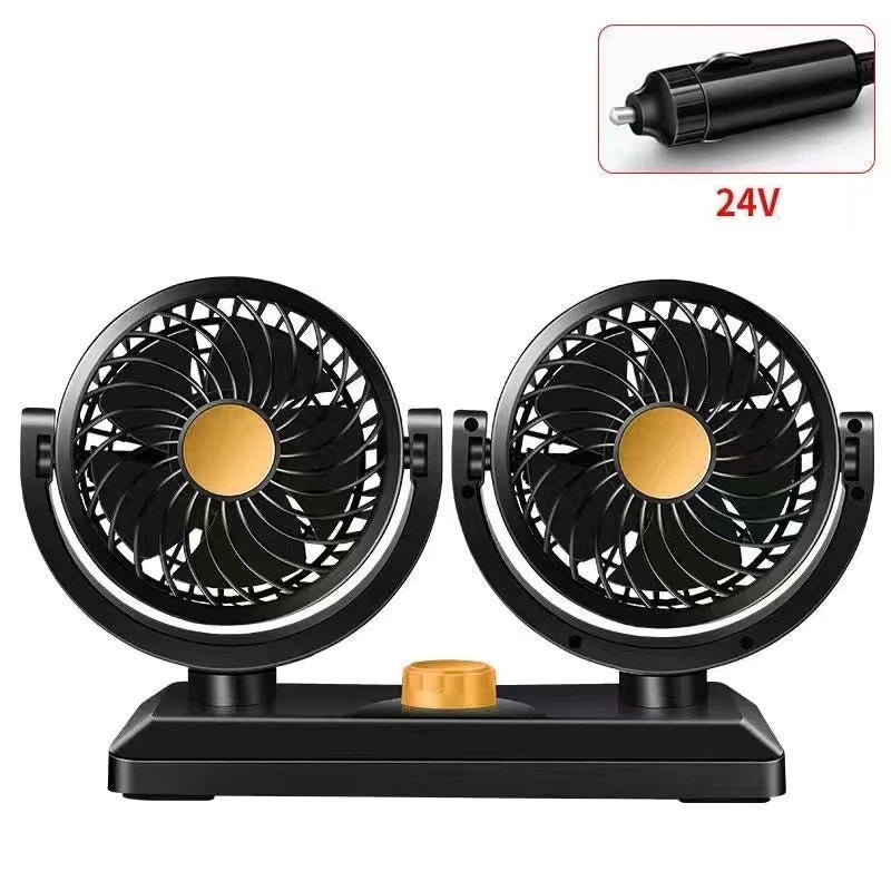 Ventilador Automotivo Duplo Potente 360°: Carro e Caminhão 12v/24v